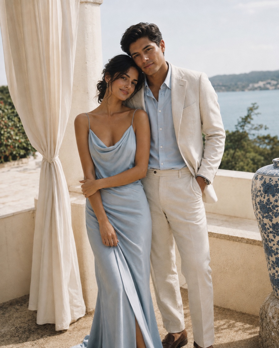 Rodrigo y Fernanda en una terraza junto al mar