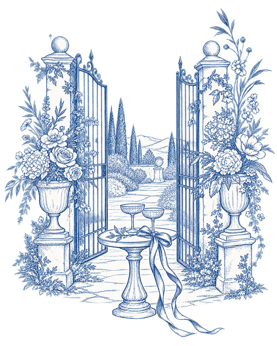 Ilustración de la bienvenida en los jardines